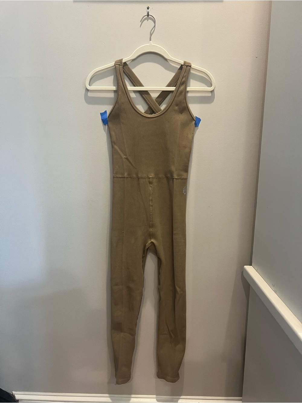 Fabrique Adult Atlantic Wear Ribbed Tan Stretch Jumpsuit